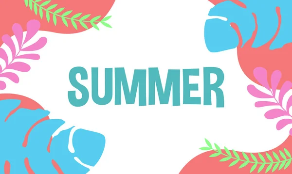 カラフルな夏の背景レイアウトバナーのデザイン 水平ポスター グリーティングカード ウェブサイトのヘッダー — ストックベクタ