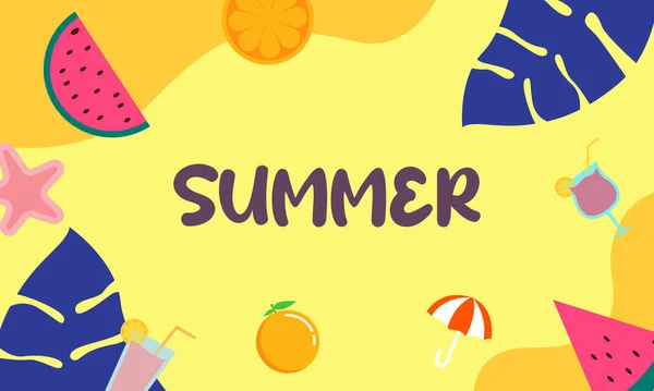 Bunte Sommer Hintergrund Layout Banner Design Horizontales Plakat Grußkarte Header — Stockvektor