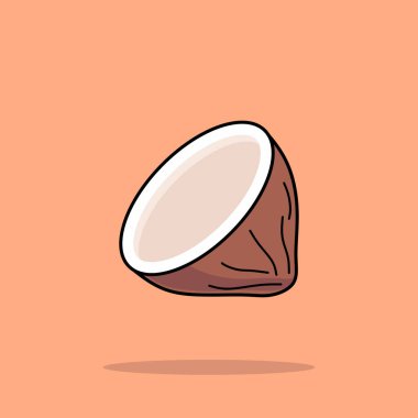 Düz çizgi film, Hindistancevizi Dilimi Sebze Vektör Simgesi İllüstrasyonu. Gıda Doğa Simgesi İzole edilmiş Premium Vektörü