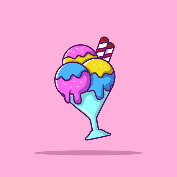 Ice Cream Combo Cartoon Vector Icon Illustration Food Snack Icon — Stock Vector