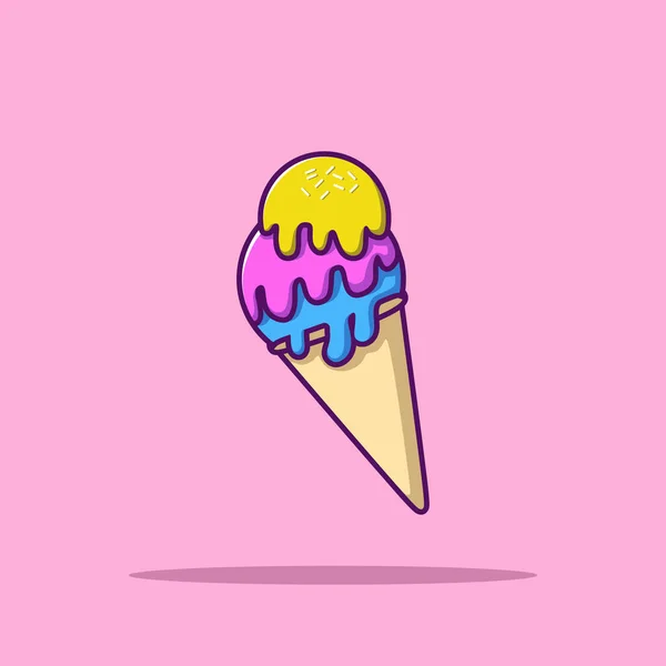 Ice Cream Combo Cartoon Vector Icon Illustration Food Snack Icon — Stockvektor