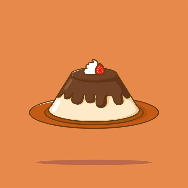 Pudding Cartoon Vector Icon Illustration Food Snack Icon Concept Isolated — Stockvektor