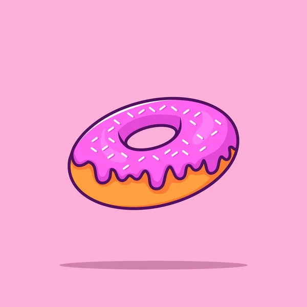 Flying Donut Melted Cartoon Vector Icon Illustration Food Bakery Icon — Stockvektor