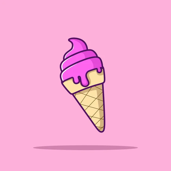 Ice Cream Cone Cartoon Vector Icon Illustration Sweet Food Icon — Stockvektor