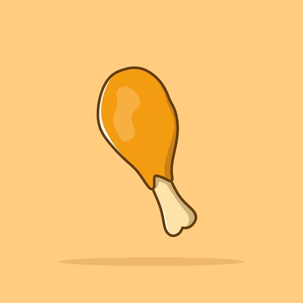 Chicken Drumstick Cartoon Vector Icon Illustration Food Snack Icon Concept — Stock Vector