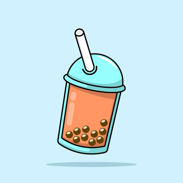 波巴奶茶卡通病媒图标说明 食物及饮品离子概念隔离溢价向量 平面卡通风格 — 图库矢量图片