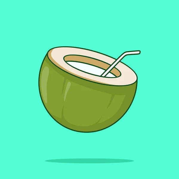 Junge Kokosnuss Cartoon Vector Icon Illustration Drink Beverage Icon Concept — Stockvektor