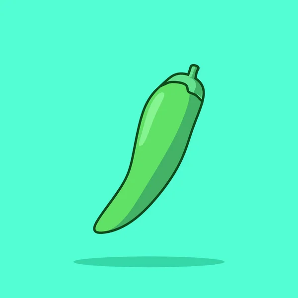 Flache Cartoon Style Green Chilli Gemüse Vector Icon Illustration Food — Stockvektor