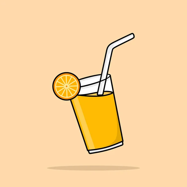 橙汁卡通矢量图标说明 喝饮品图标概念隔离溢价向量 平面卡通风格 — 图库矢量图片