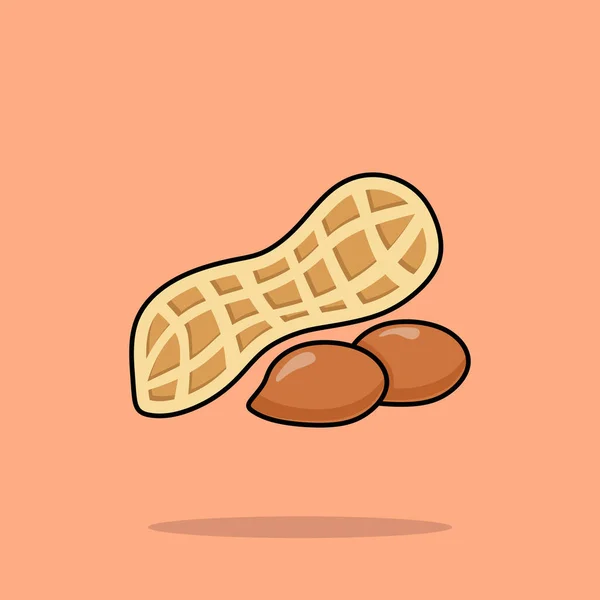 Flache Cartoon Style Peanut Vegetable Vector Icon Illustration Food Nature — Stockvektor