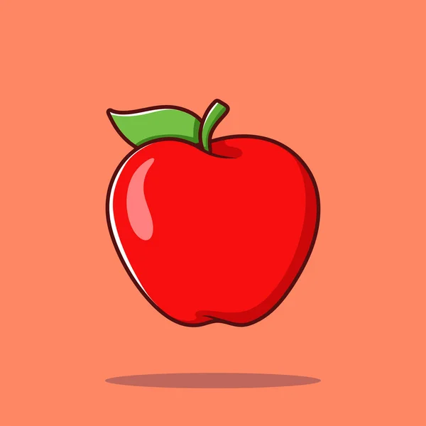 Red Apple Fruit Cartoon Vector Icon Illustration Иконка Пищевой Природы — стоковый вектор