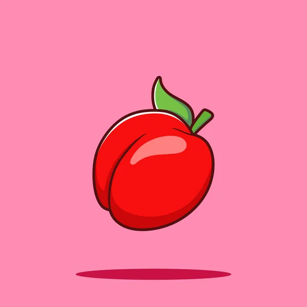 Perzik Fruit Cartoon Vector Icon Illustratie Voedsel Natuur Ikoon Concept — Stockvector