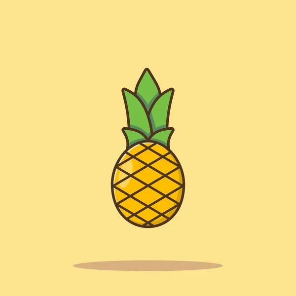 Ananas Meyveli Çizgi Film Vektör Simgesi Llüstrasyonu Gıda Doğa Simgesi — Stok Vektör