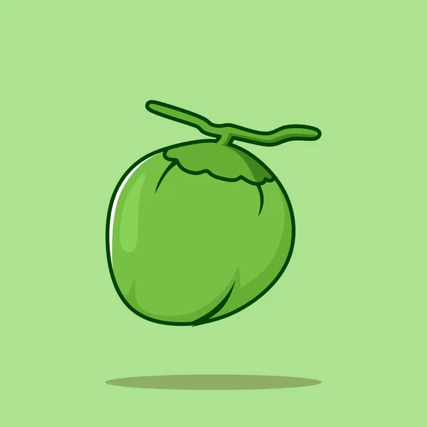 Ilustración Vector Dibujos Animados Fruta Cal Coco Joven Alimentación Naturaleza — Archivo Imágenes Vectoriales