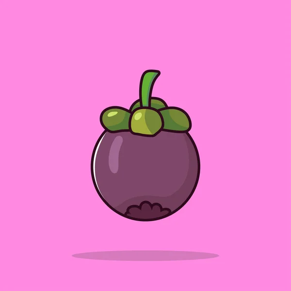 Mangosteen Fruit Cartoon Vector Icon Illustration Food Nature Icon Concept — Stock Vector