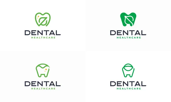 Conjunto Vector Logotipo Clínica Dental Creativa Icono Símbolo Salud Dental — Archivo Imágenes Vectoriales