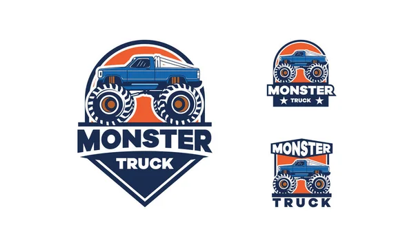 Набор Логотипа Monster Truck Logo Badge Vector Логотип Extreme Monster — стоковый вектор