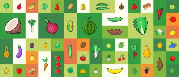 Gesunde Vegane Bio Kost Kochen Diätetische Gerichte Vegetarisches Café Set — Stockvektor