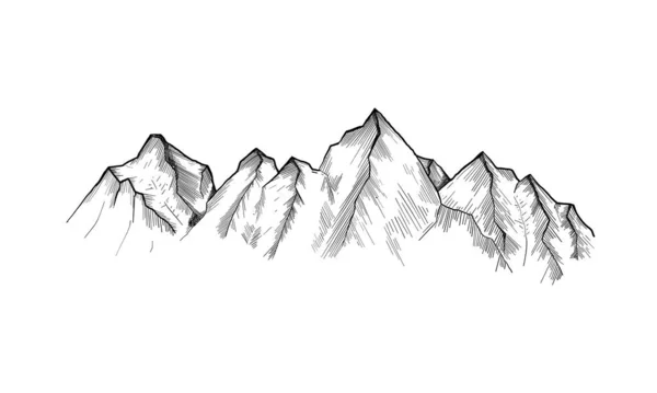 Picos Montaña Ilustración Vectorial Dibujado Mano Fondo Camping Aire Libre — Vector de stock