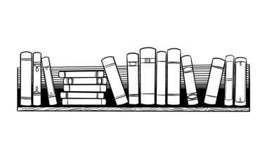 Kitaplıkta kitaplar var. El çizimi Eğitim skeci Vektör illüstrasyonu