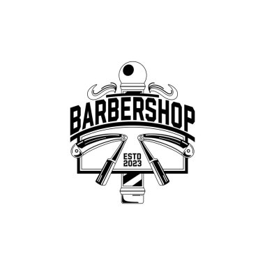 Klasik Berber Dükkanı Logo Vektör Şablonu