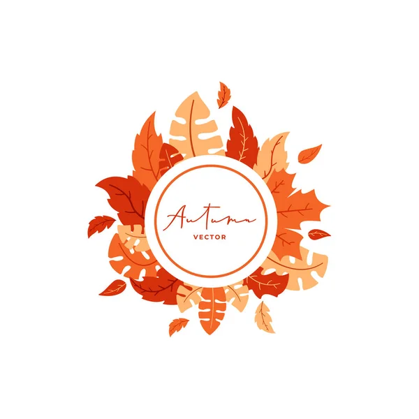 Autumn Leaves Vektör Çerçeve Şablonu — Stok Vektör