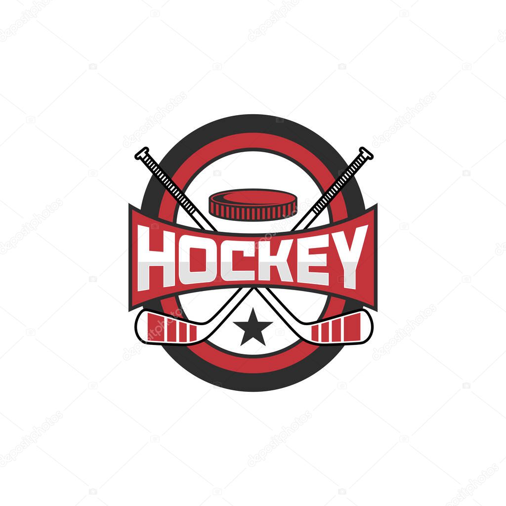 Hockey Ice Team Club Tournament Logo Template Vector