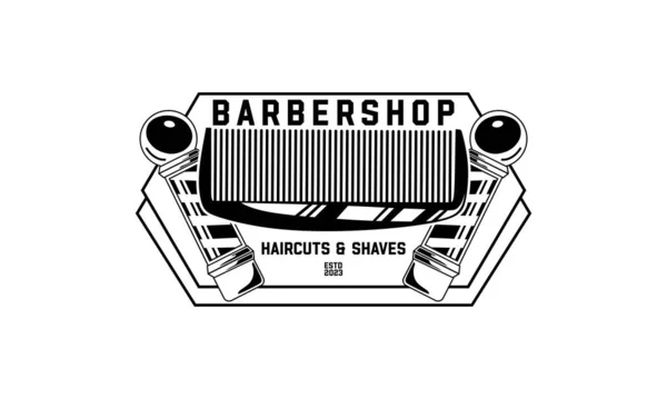 Vintage Barbershop Logo Vector Template — Stock Vector
