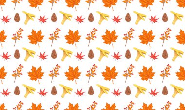 Meşe palamudu ve turuncu, bej, kahverengi ve sarı meşe yapraklı kusursuz desen. Duvar kağıdı, hediye kağıdı, şablon dolguları, web sayfası arkaplanı, sonbahar tebrik kartları için mükemmel..