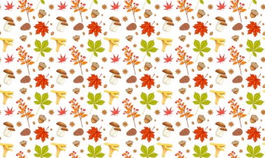 Meşe palamudu ve turuncu, bej, kahverengi ve sarı meşe yapraklı kusursuz desen. Duvar kağıdı, hediye kağıdı, şablon dolguları, web sayfası arkaplanı, sonbahar tebrik kartları için mükemmel..