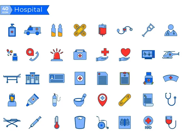Conjunto Ícones Hospitalares Médicos Símbolos Medecine Ícone Saúde — Vetor de Stock
