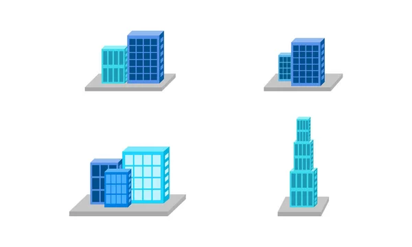 Flat Modern Building Icon Set — Stock Vector