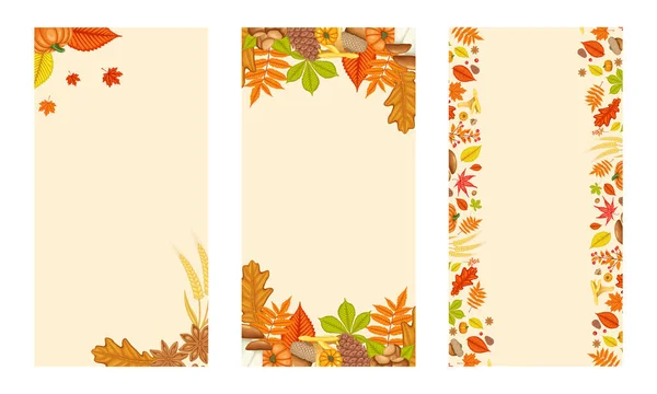 Set Abstract Autumn Backgrounds Social Media Stories Colorful Banners Autumn — Stock Vector