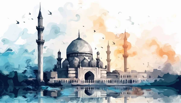 Aquarela Pinturas Mesquitas Islâmicas Ilustração Arte Vetorial —  Vetores de Stock