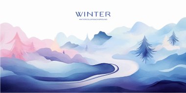 Kış suluboya Arkaplan vektörü aurora renk teması