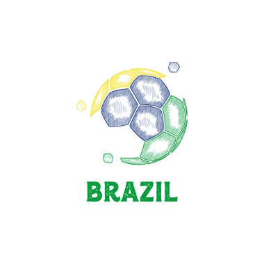 El Çizimi Soyut Brezilya Futbol Logosu vektör, Futbol Şampiyonası bayrak taşıyıcısı tasarladı