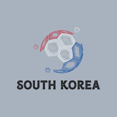 El Çizimi Soyut Güney Kore Futbol Logosu vektör, Futbol Şampiyonası bayrak taşıyıcısı