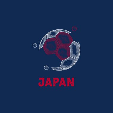 El Çizimi Soyut Japon Futbol Logosu vektör, Futbol Şampiyonası bayrak taşıyıcısı tasarladı