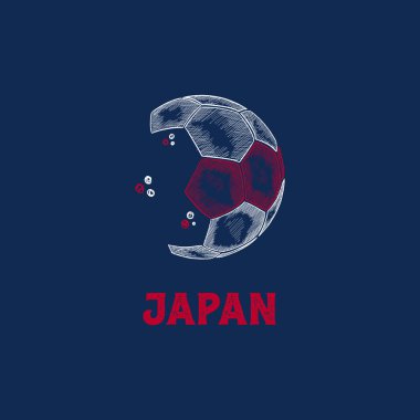 El Çizimi Soyut Japon Futbol Logosu vektör, Futbol Şampiyonası bayrak taşıyıcısı tasarladı