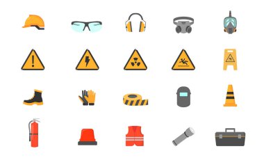 Emanet iş düz vector Icons set.