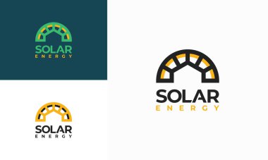 Güneş enerjisi logosu vektör, güneş enerjisi logosu, çatı katı logosuna sahip güneş enerjisi tasarladı