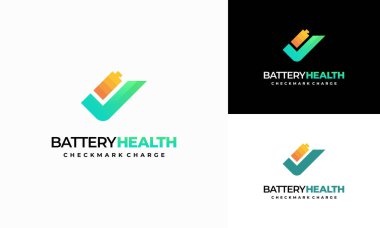 Pil Sağlığı Logosu, Kontrol sembolü, Battery Technology logosu sembollü bir konsept tasarladı