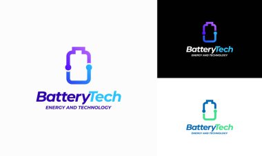 Batarya Teknolojisi Logosu hareket ve dinamizmi iletmek için konsept vektör, pil enerjili halka tasarladı.