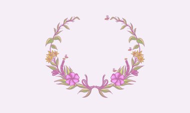 Çiçekli, dallı ve yapraklı el çizimi çiçek çerçeveleri. Zarif logo şablonu. Etiketler için vektör illüstrasyonu, marka iş kimliği, düğün davetiyesi