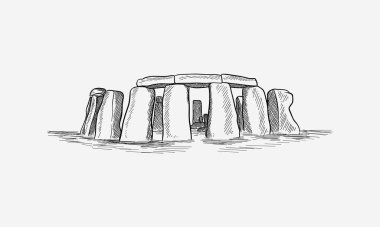 Beyaz arkaplana karşı stonehenge el çizimi vektör çizimi