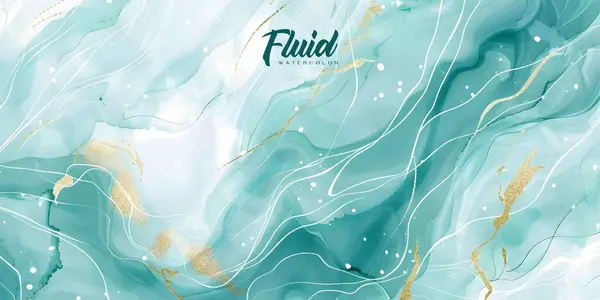 Pastell Cyan Mint Flüssigen Marmor Aquarell Hintergrund Mit Weißen Linien lizenzfreie Stockillustrationen