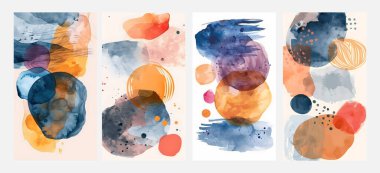 Sulu boya elementleri vektörlü soyut sanat arkaplanı. Sanat akrilik poster tasarımı ile fırça desenli boyama.