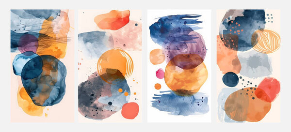 Abstract art background with watercolor stain elements vector. Painting brush texture decoration with art acrylic poster design.