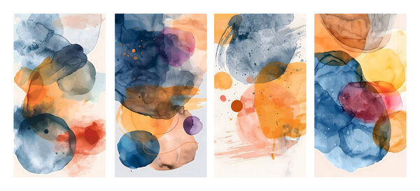 Abstract art background with watercolor stain elements vector. Painting brush texture decoration with art acrylic poster design.