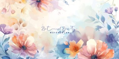 Pastel renk çiçek arkaplan suluboya